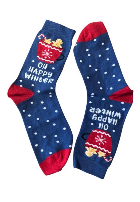 Șosete Dama – Crăciun,Imprimeu Happy ,Engros